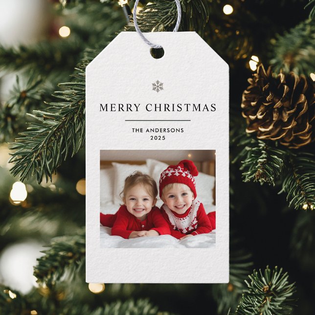 Étiquettes-cadeau "Joyeux Noël personnalisé avec photo et nom (Créateur téléchargé)