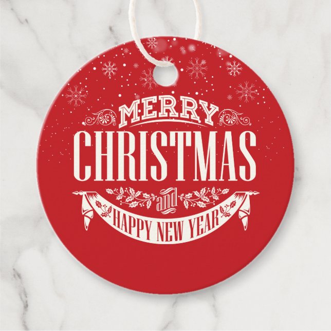 Étiquettes Cadeau Joyeux Noël personnalisé et une bonne année (Devant)