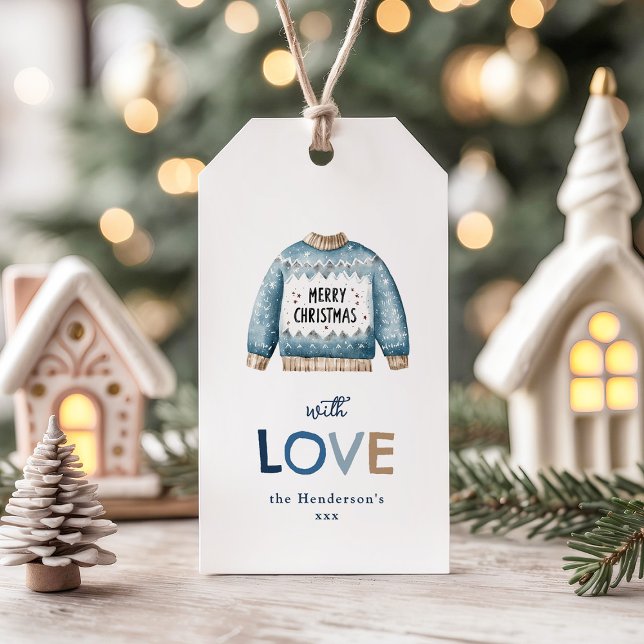 Étiquettes-cadeau Joyeux Noël Pull Moche (Créateur téléchargé)