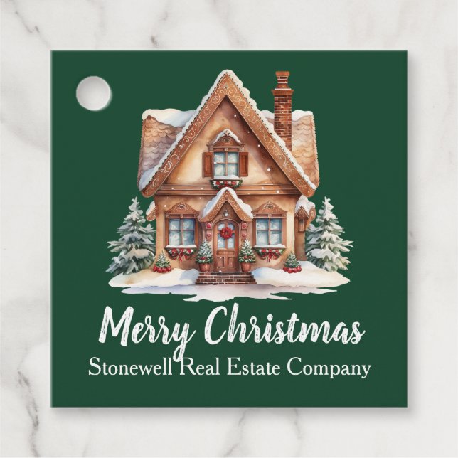 Étiquettes Cadeau Joyeux Noël Real Estate Company Green Party (Devant)