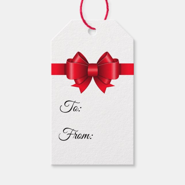 Étiquettes-cadeau Joyeux Noël Red Bow (Devant)