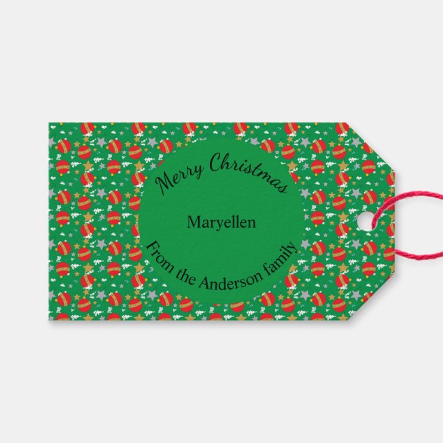 Étiquettes-cadeau Joyeux Noël rétro à et du lieu (Devant (Horizontal))