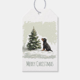 Étiquettes-cadeau Joyeux Noël Rottweiler Chien Arbre de Noël