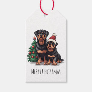 Étiquettes-cadeau Joyeux Noël Rottweiler Chien Arbre de Noël