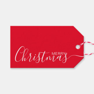Étiquettes-cadeau Joyeux Noël Rouge blanc minimaliste