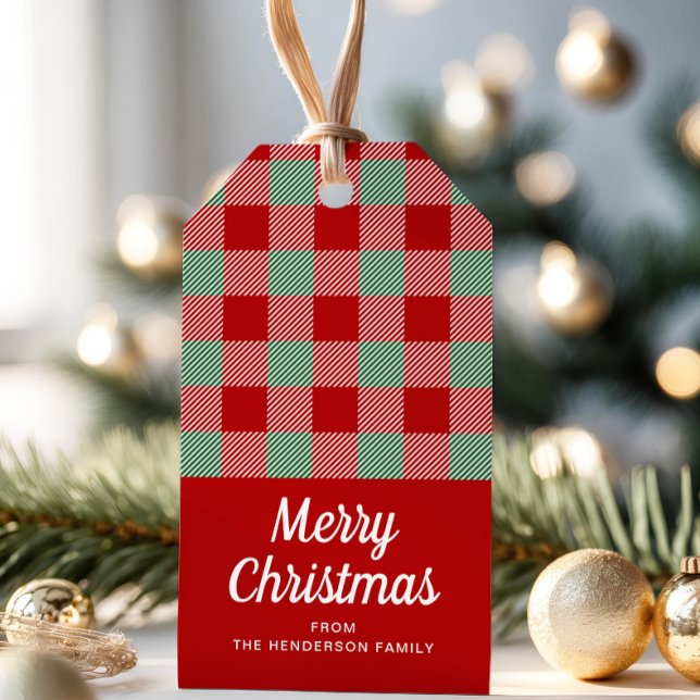 Étiquettes-cadeau Joyeux Noël Rouge Et Vert Plaid (Red And Green Plaid Merry Christmas Gift Tags)