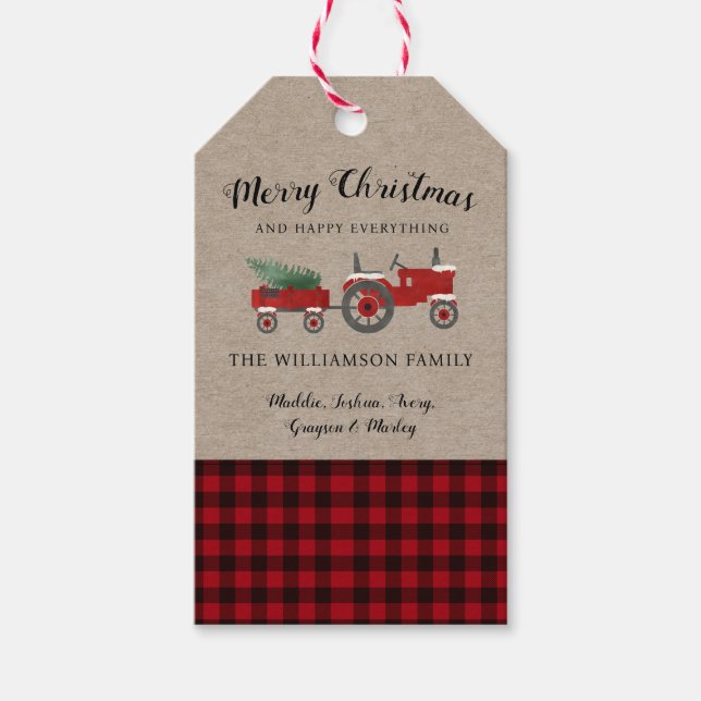 Étiquettes-cadeau Joyeux Noël Rustique Joyeux Noël Rouge Jour (Devant)