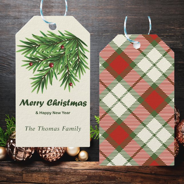 Étiquettes-cadeau Joyeux Noël Rustique Pine Holiday (Créateur téléchargé)