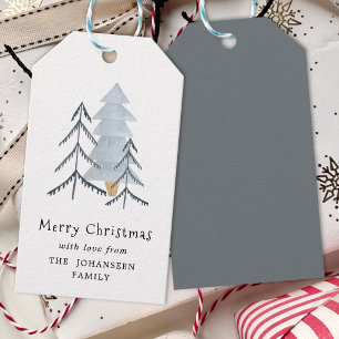 Étiquettes-cadeau Joyeux Noël scandinave Forêt d'hiver Arbres