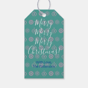 Étiquettes-cadeau Joyeux Noël, Script blanc, Nom do-it-yourself, Tur