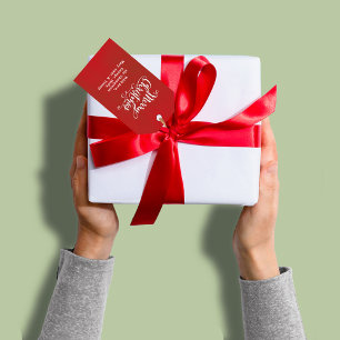 Étiquettes-cadeau Joyeux Noël Script Simple Red Custom