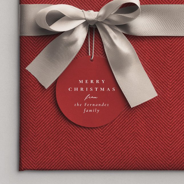 Étiquettes Cadeau Joyeux Noël simple rouge cadeau personnalisé (Créateur téléchargé)