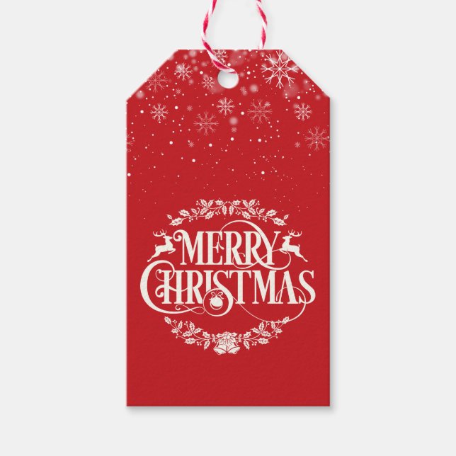 Étiquettes-cadeau Joyeux Noël Snowflakes (Devant)