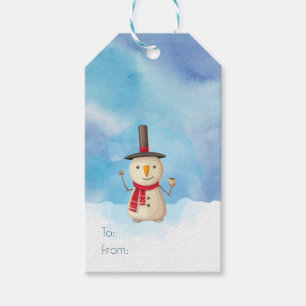 Étiquettes-cadeau Joyeux Noël Snowman Agitant Et Souriant