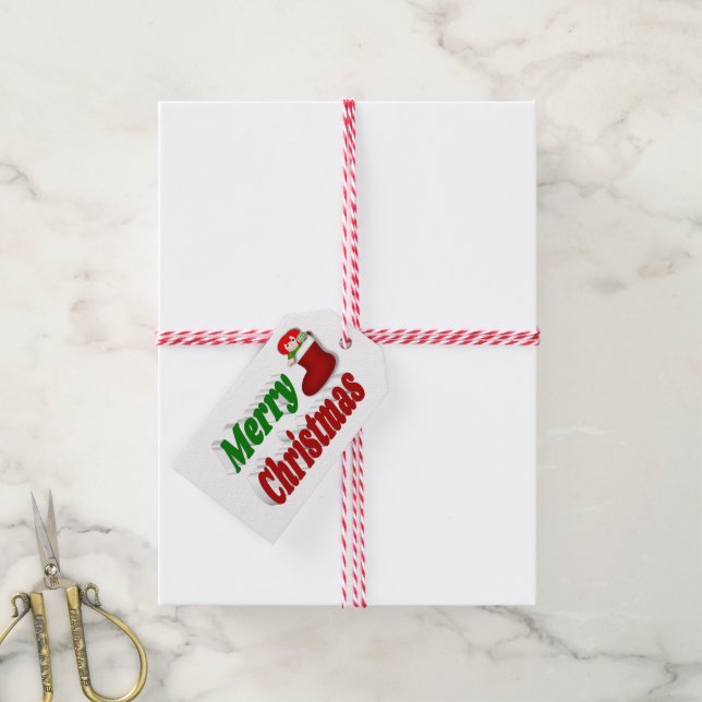 Étiquettes-cadeau Joyeux Noël Stocker rouge vert typographie (With Twine)