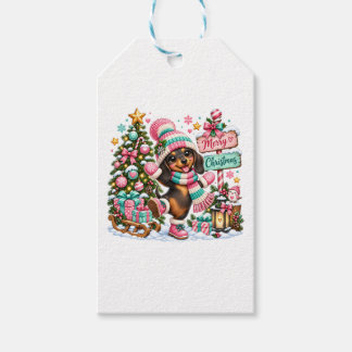 Étiquettes-cadeau Joyeux Noël Teckel