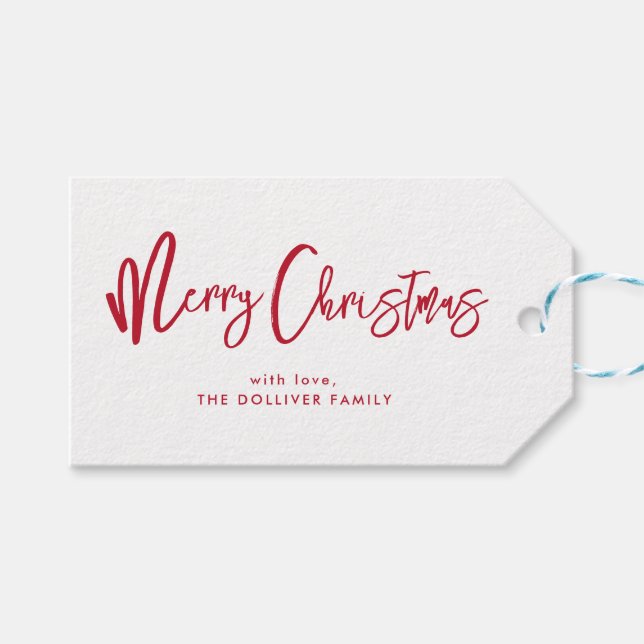 Étiquettes-cadeau Joyeux Noël | Typographie rouge (Devant (Horizontal))