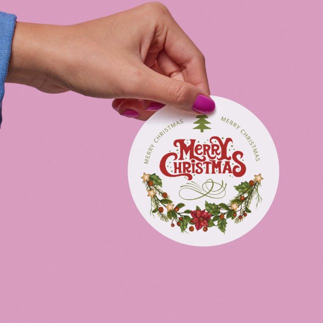Étiquettes Cadeau Joyeux Noël | Typographie Rouge (Créateur téléchargé)
