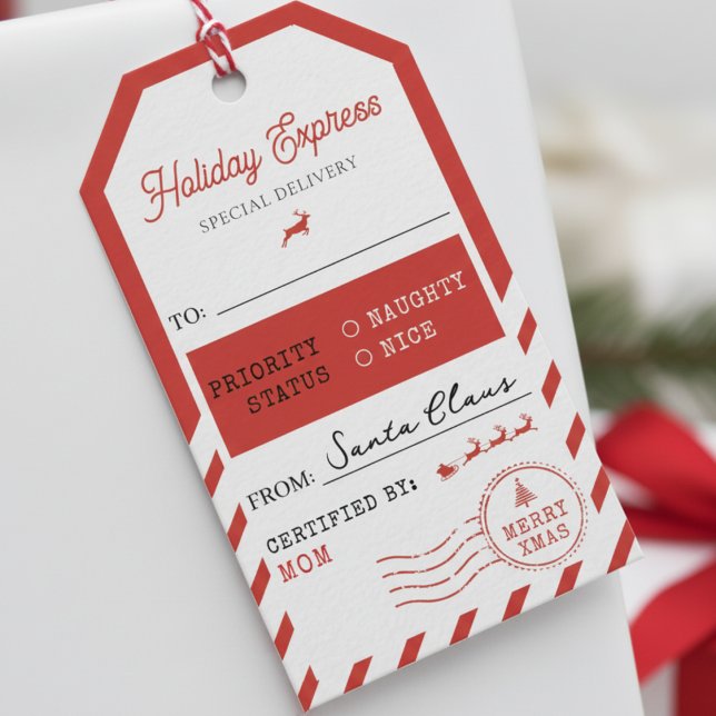 Étiquettes-cadeau Joyeux Noël Vacances Express Mail De À (Créateur téléchargé)