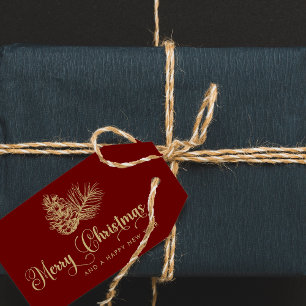 Étiquettes-cadeau Joyeux Noël végétal minimaliste moderne