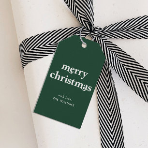 Étiquettes-cadeau Joyeux Noël vert moderne