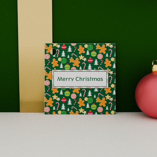 Étiquettes Cadeau Joyeux Noël Vert vacances Design à thème (Créateur téléchargé)
