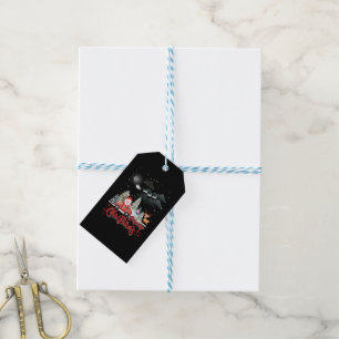 Étiquettes-cadeau Joyeux Noël Vintage Red Père Noël Truck Cadeaux