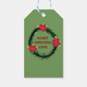 Étiquettes-cadeau Joyeux Noël, Wreath Custom Cadeau Tags