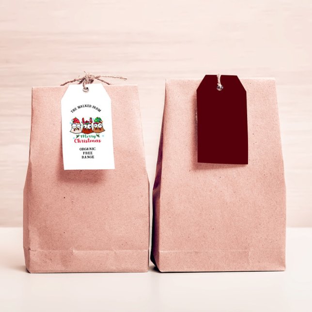 Étiquettes-cadeau Joyeux oeuf de Noël de poulet fou Carton (Créateur téléchargé)