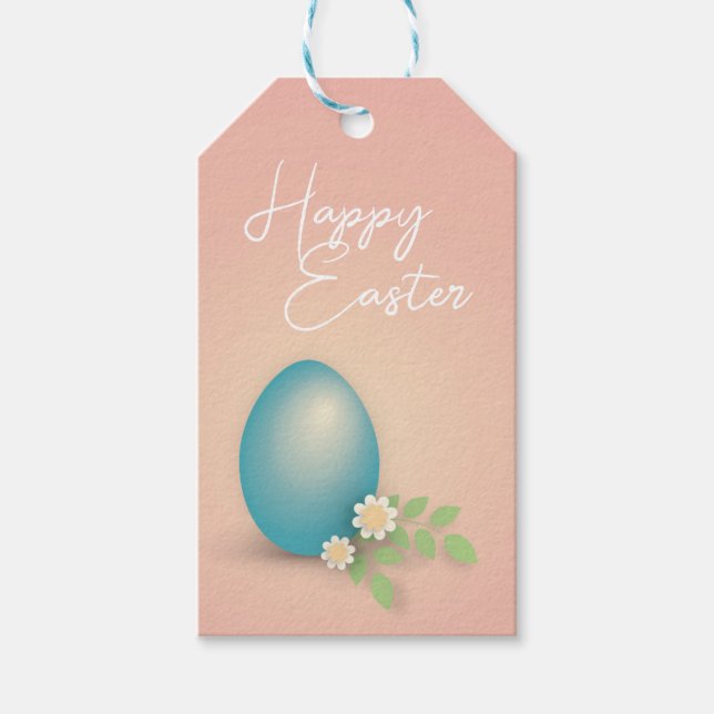 Étiquettes-cadeau Joyeux OEuf de Pâques conception de printemps flor (Devant)