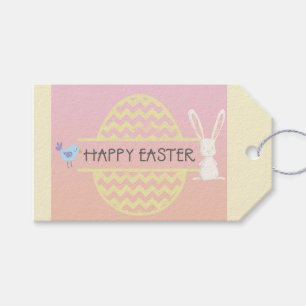 Étiquettes-cadeau Joyeux Oeuf et Oiseau de lapin de Pâques