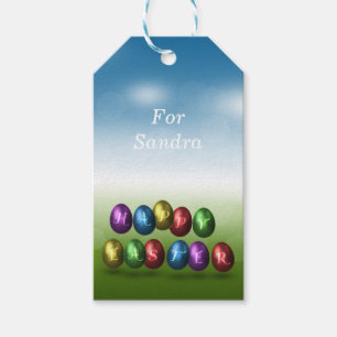 Étiquettes-cadeau Joyeux Oeufs de Pâques colorés
