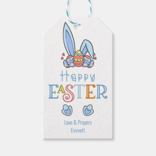 Étiquettes-cadeau Joyeux oeufs de Pâques et lapin lapin oreilles mi