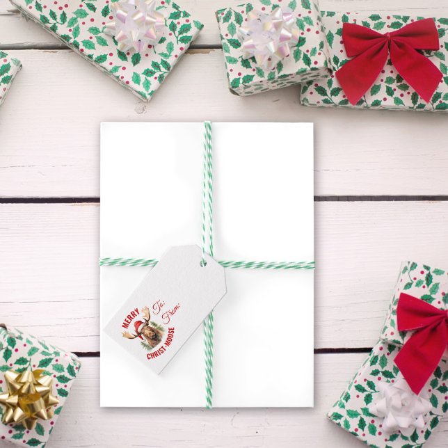 Étiquettes-cadeau Joyeux orignal de Noël (Créateur téléchargé)