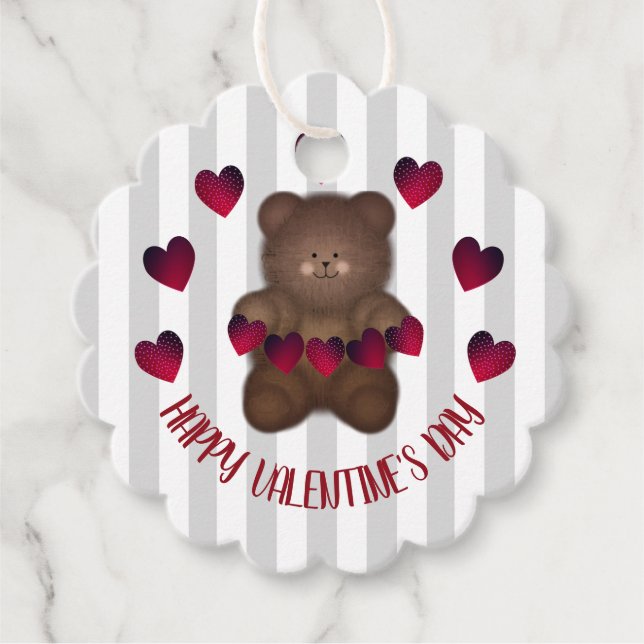 Étiquettes Cadeau Joyeux ours de la Saint Valentin (Devant)
