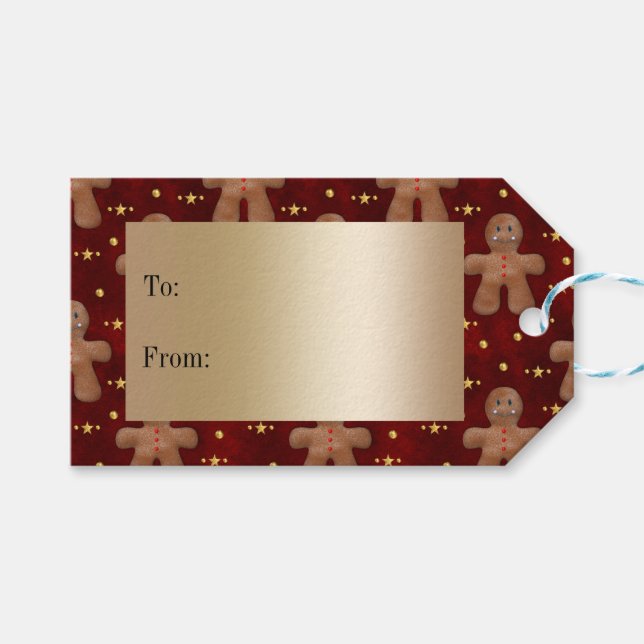 Étiquettes-cadeau Joyeux pain d'épices Hommes et étoiles Noël (Devant (Horizontal))