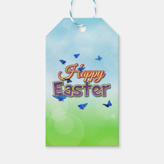 Étiquettes-cadeau Joyeux papillons de Pâques (Devant)