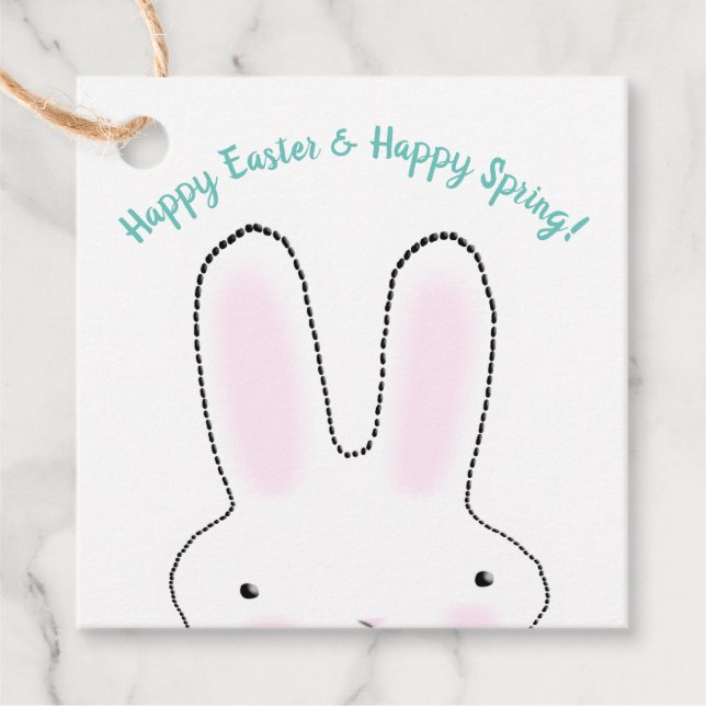 Étiquettes Cadeau Joyeux Pâques Joyeux Printemps mignon Bunny de Pâq (Devant)