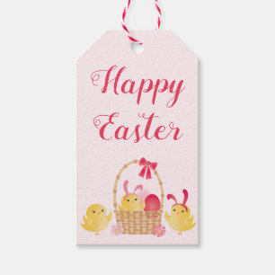 Étiquettes-cadeau Joyeux Pâques Pink