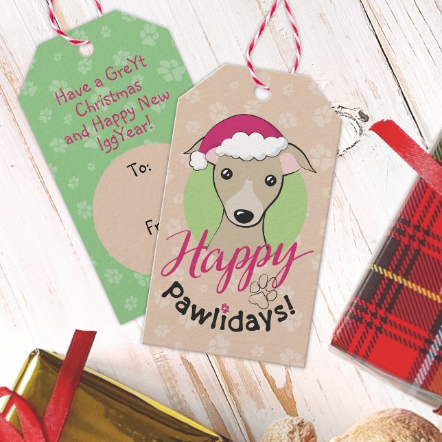 Étiquettes-cadeau Joyeux pawlidays Christmas Cartoon faux chien iggy (Créateur téléchargé)