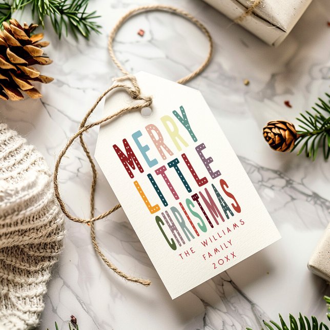 Étiquettes-cadeau Joyeux petit Noël coloré rétro (Créateur téléchargé)