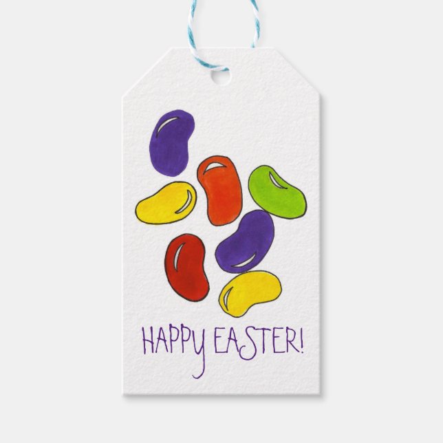 Étiquettes-cadeau Joyeux Rainbow Jelly Bean Candy de Pâques (Devant)