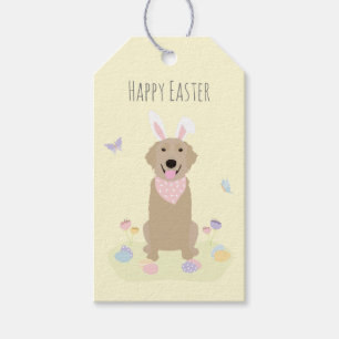 Étiquettes-cadeau Joyeux Rédacteur en or du lapin de Pâques
