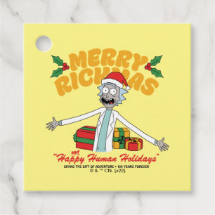 Étiquettes Cadeau Joyeux Rickmas et Joyeuses Fêtes Humaines