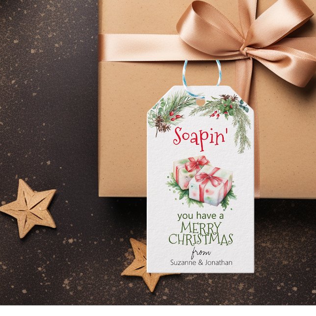 Étiquettes-cadeau Joyeux savon de Noël fait main (Créateur téléchargé)
