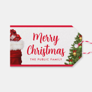 Étiquettes-cadeau Joyeux script de Noël personnalisable Arbre de pin