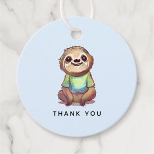 Étiquettes Cadeau Joyeux sourire Sloth assis Relaxant Merci