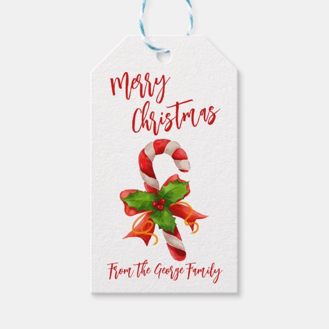 Étiquettes-cadeau Joyeux Sucre de canne de Noël (Devant)