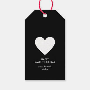 Étiquettes-cadeau Joyeux Valentin Noir Blanc Stripe