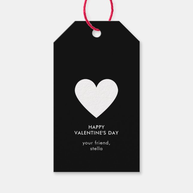 Étiquettes-cadeau Joyeux Valentin Noir Blanc Stripe (Devant)